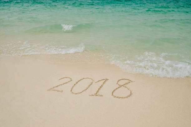 istock New year 2018 on Beach and tropical sea 880745146