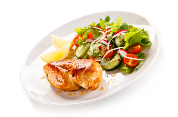 istock Fried chicken breast and vegetables 880750834