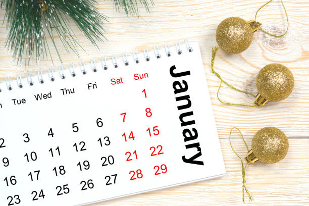 istock January 2017 calendar with Christmas baubles 880755410