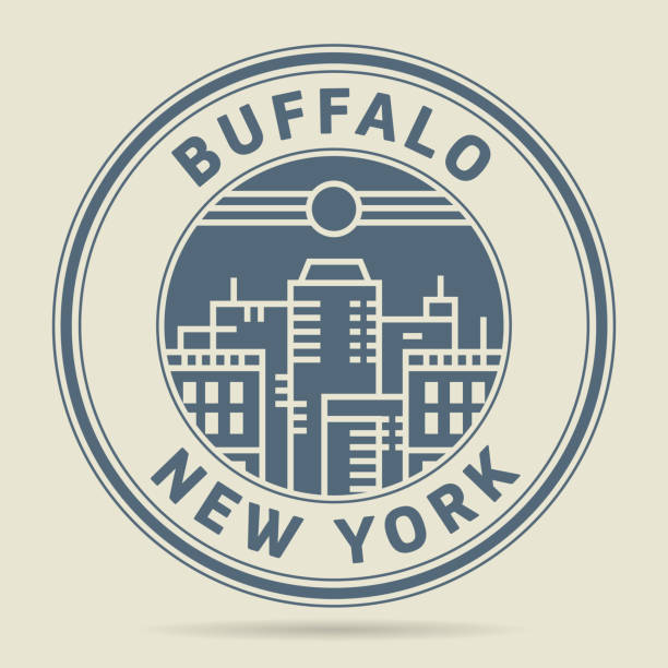 Stamp with text Buffalo, New York Stamp or label with text Buffalo, New York written inside, vector illustration watermark ideas stock illustrations