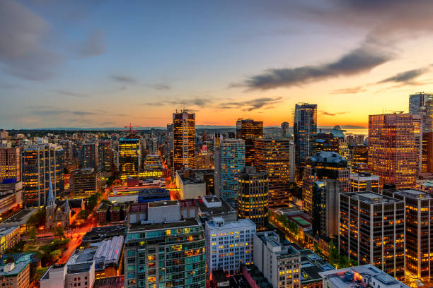 istock Shoot from above the beautiful twilight in megapolis 880789680