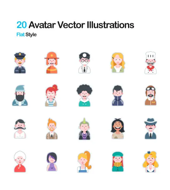 Vector illustration of People Avatar Flat Illustration