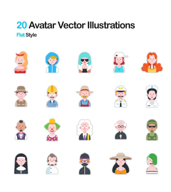 Vector illustration of People Avatar Flat Illustration