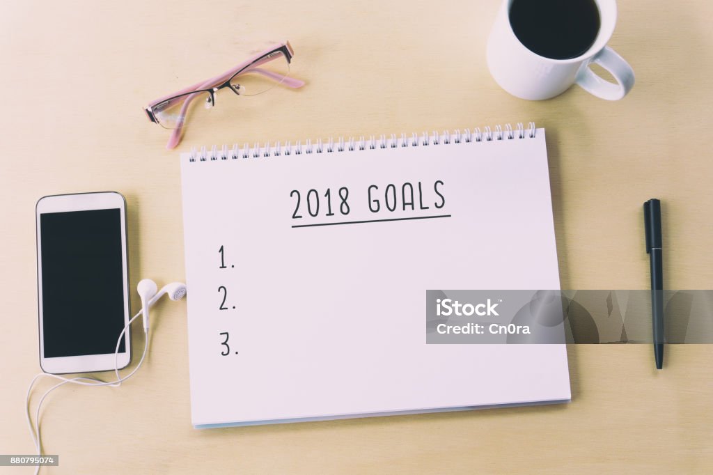 New Year 2018 Goals New Year Concept Planning Stock Photo