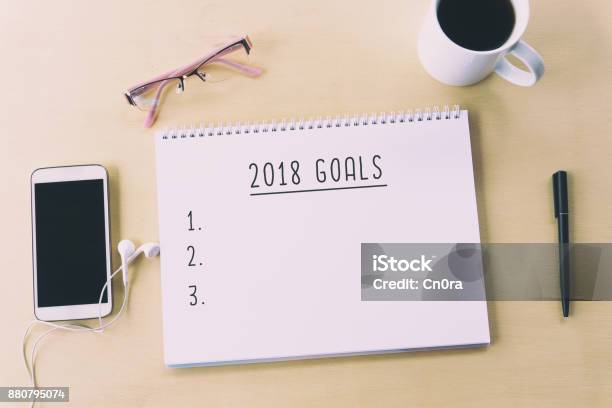 New Year 2018 Goals Stock Photo - Download Image Now - Planning, Beginnings, 2018