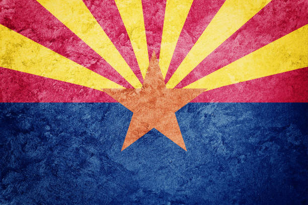 Grunge Arizona state flag. Arizona flag background grunge texture.