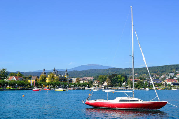 Boats on the lake Worth in Austria