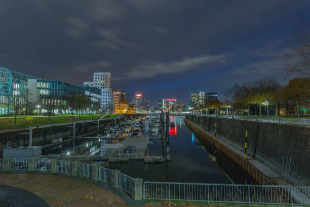 istock Duesseldorf Marina with View To Media Harbor at Night/ Germany 880815168