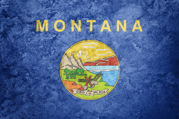 grunge montana state flag. montana flag background grunge texture. - montana flag us state flag banner imagens e fotografias de stock