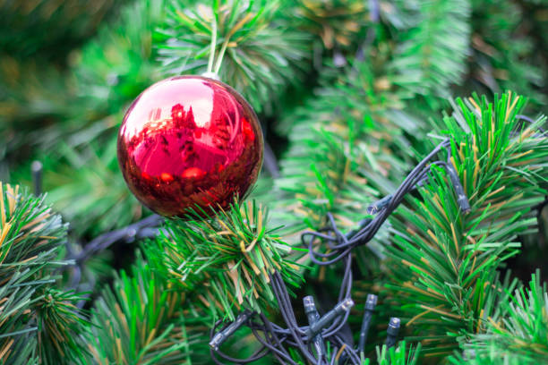 istock Beautiful decorated christmas tree with colorful balls. 880833988