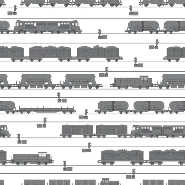 Vector illustration of Illustrated Vector Pattern on a Railroad Theme