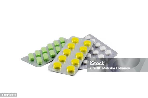 Colorful Pills Stock Photo - Download Image Now - Antibiotic, Birth Control Pill, Blister