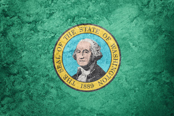 Grunge Washington state flag. Washington flag background grunge texture.