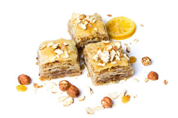 istock Baklava dessert slices on white background 880884280