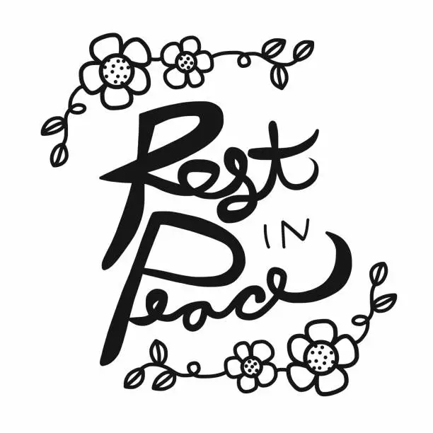 Vector illustration of Rest in peace word vector illustration