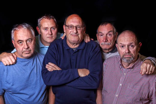 istock Five mature men together portrait 880909546