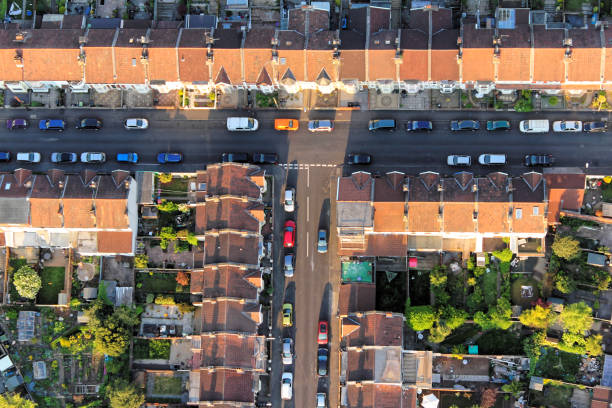 街を見下ろす。 - land development aerial view planning ストックフォトと画像
