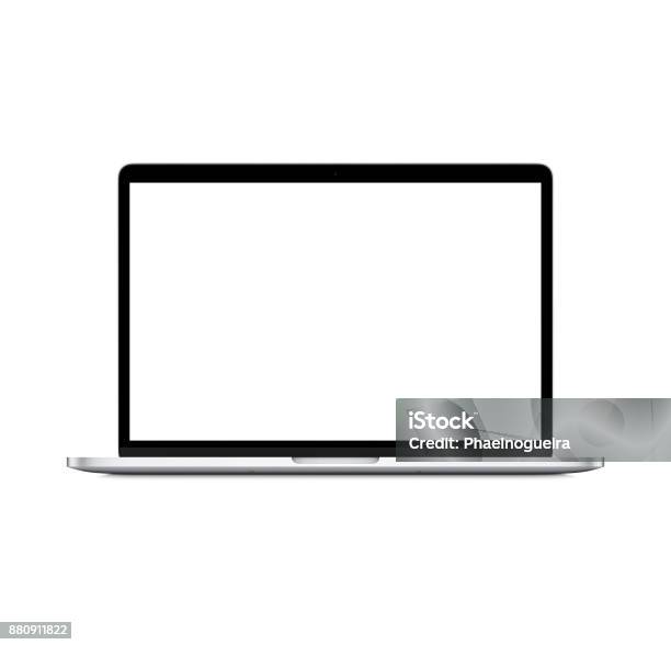 Modern Silver Laptop Stock Photo - Download Image Now - Laptop, Computer, White Background