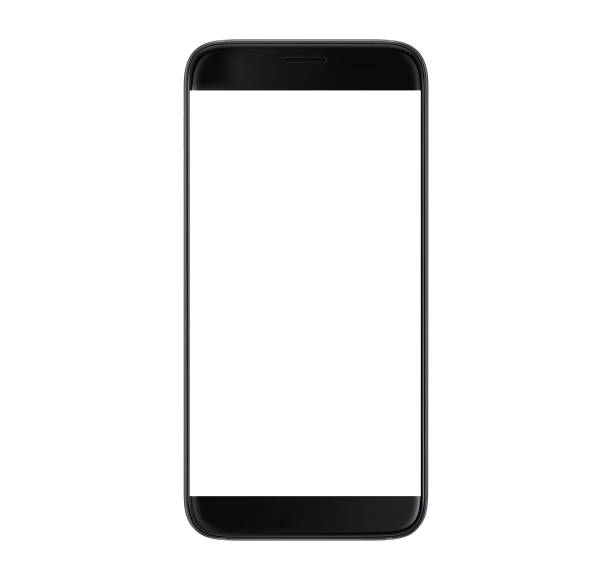 smartphone nero con schermo vuoto - front or back yard spring low angle view sky foto e immagini stock