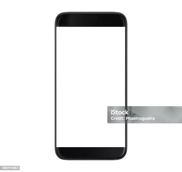 Smartphone Nero Con Schermo Vuoto - Fotografie stock e altre immagini di Smart phone - Smart phone, Telefono cellulare, Sfondo bianco