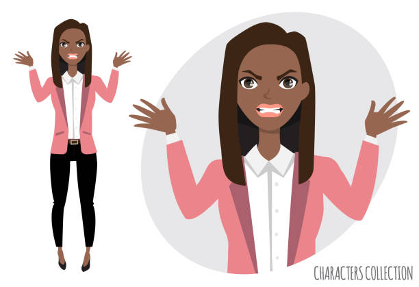 illustrations, cliparts, dessins animés et icônes de en colère noire afro-américaine dans le stress. - business businesswoman distraught backgrounds
