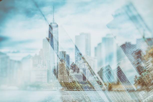 istock Artistic composition double exposure New York city skyline 880914870