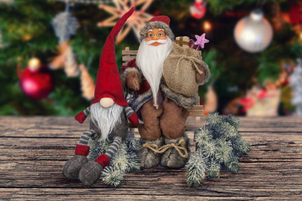 istock Christmas abstract decoration on wooden brown board 880918082