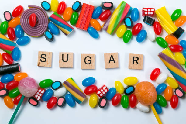 istock Diabetes concept - selection of candy on white background 880924638