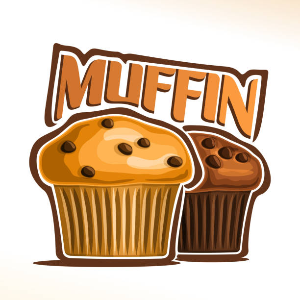 ilustracja wektorowa dla muffin - cookie chocolate cake gourmet dessert stock illustrations