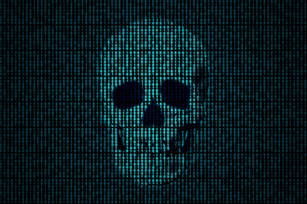 Skull made of binary code Human skull getting out of the binary code. sabotage photos stock pictures, royalty-free photos & images