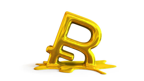 3D illustration of bitcoin symbol melting stock photo