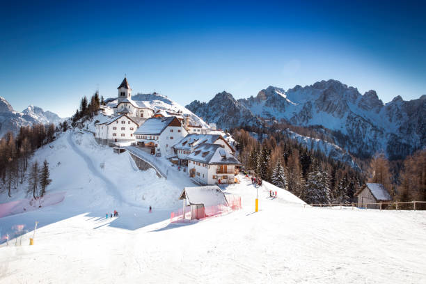 Monte Santo di Lussari - Tarvisio Italy , Village of Monte Lussari (1790 m) in the Italian Alps. Tarvisio, Friuli Venezia Giulia, Italy
