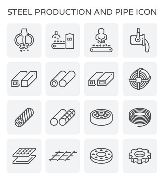 철강 생산 아이콘 - foundry stock illustrations