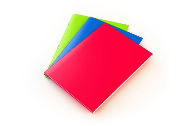 cahiers colorés isolées on white - livre dexercice photos et images de collection