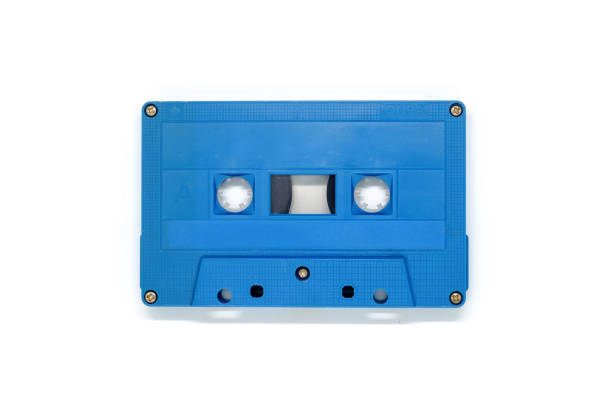 istock Blue retro cassette tape on white background 880950464