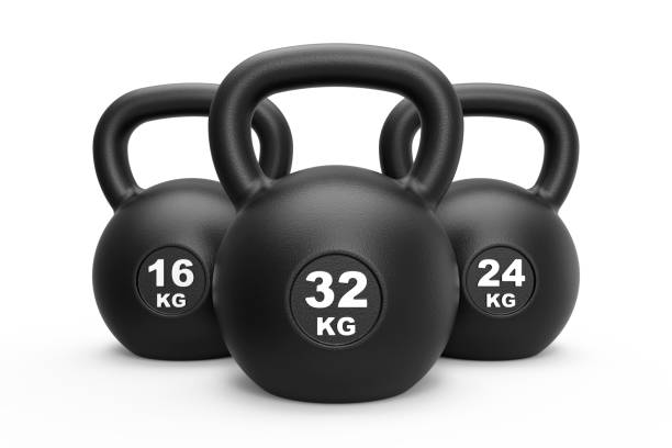 istock Three black kettlebell 16, 24 and 32 kg 880956384