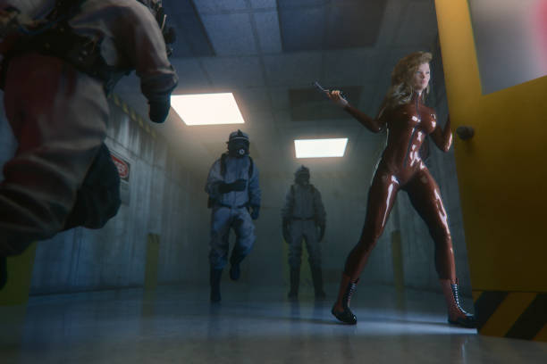 istock Secret agent escaping from underground government facility 880957026