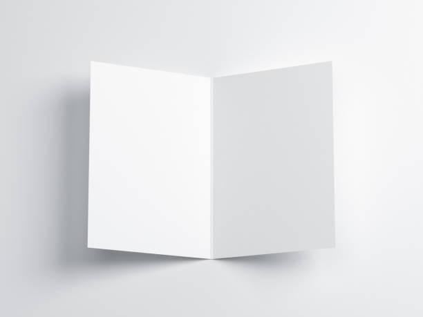 Opened blank greeting card Mockup, Top view on leaflet or invitation