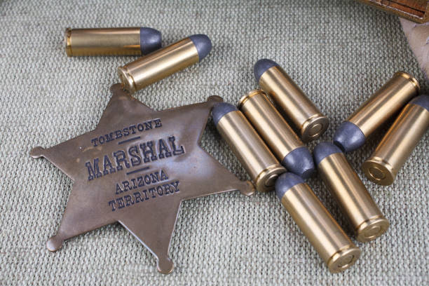 istock Wild west ammunition and sheriff badge 880969808
