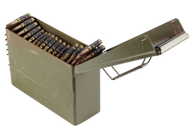 istock .30 Cal Metal Ammo Can with ammunition belt 880970172