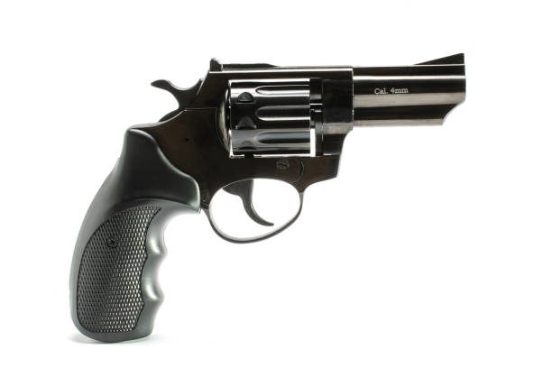 istock Short-barreled revolver with a black plastic handle  isolated 880976818