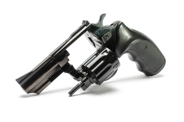 istock Short-barreled revolver with a black plastic handle  isolated 880976824