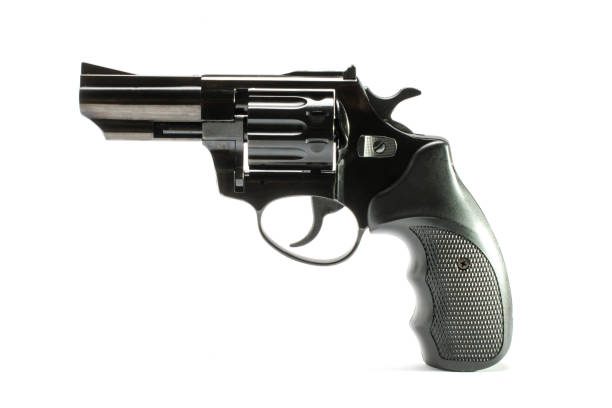 istock Short-barreled revolver with a black plastic handle  isolated 880976844