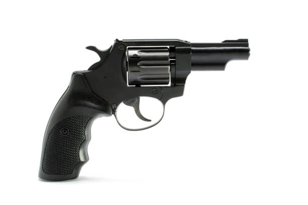 istock Short-barreled revolver with a black plastic handle  isolated 880976890