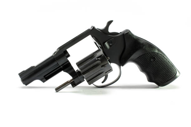 istock Short-barreled revolver with a black plastic handle  isolated 880976912