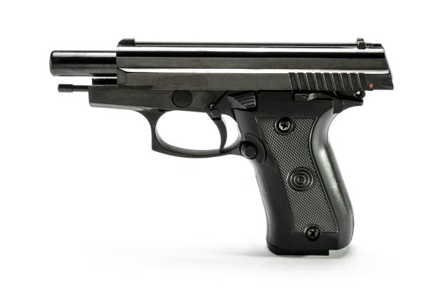 istock pistol with open slide isolated on white 880976960