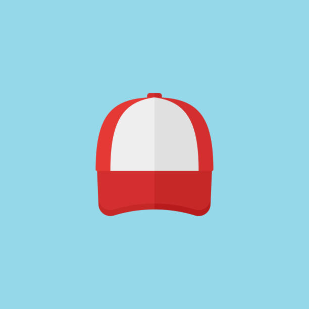 красная бейсболка плоский стиль значок. векторная иллюстрация. - baseball cap illustrations stock illustrations