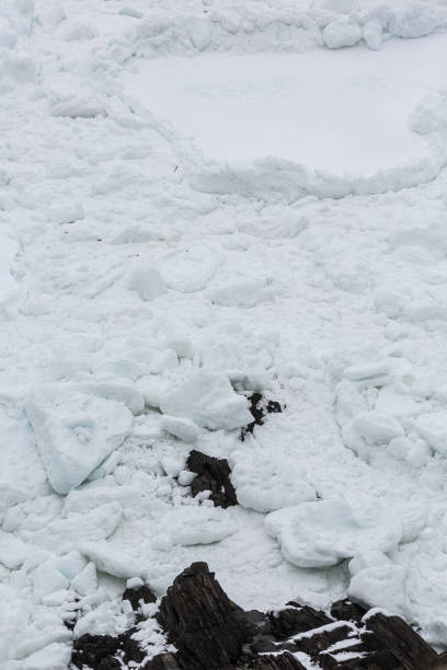 istock Pack ice against dark cliff rocks in Newfoundland and Labrador 880982400