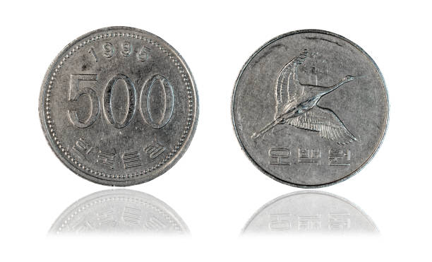 istock Coin 500 won with mirror reflection. South Korea 880997548