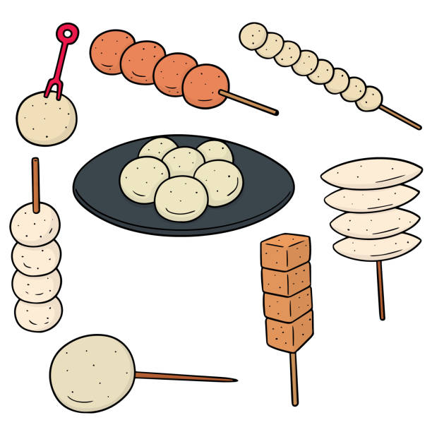 ilustrações de stock, clip art, desenhos animados e ícones de meatball, fish ball, pork ball and shrimp ball - fish cakes illustrations